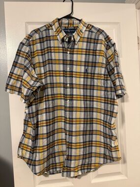 Ralph Lauren Yellow & Blue Plaid Short-Sleeve Button-Down Shirt